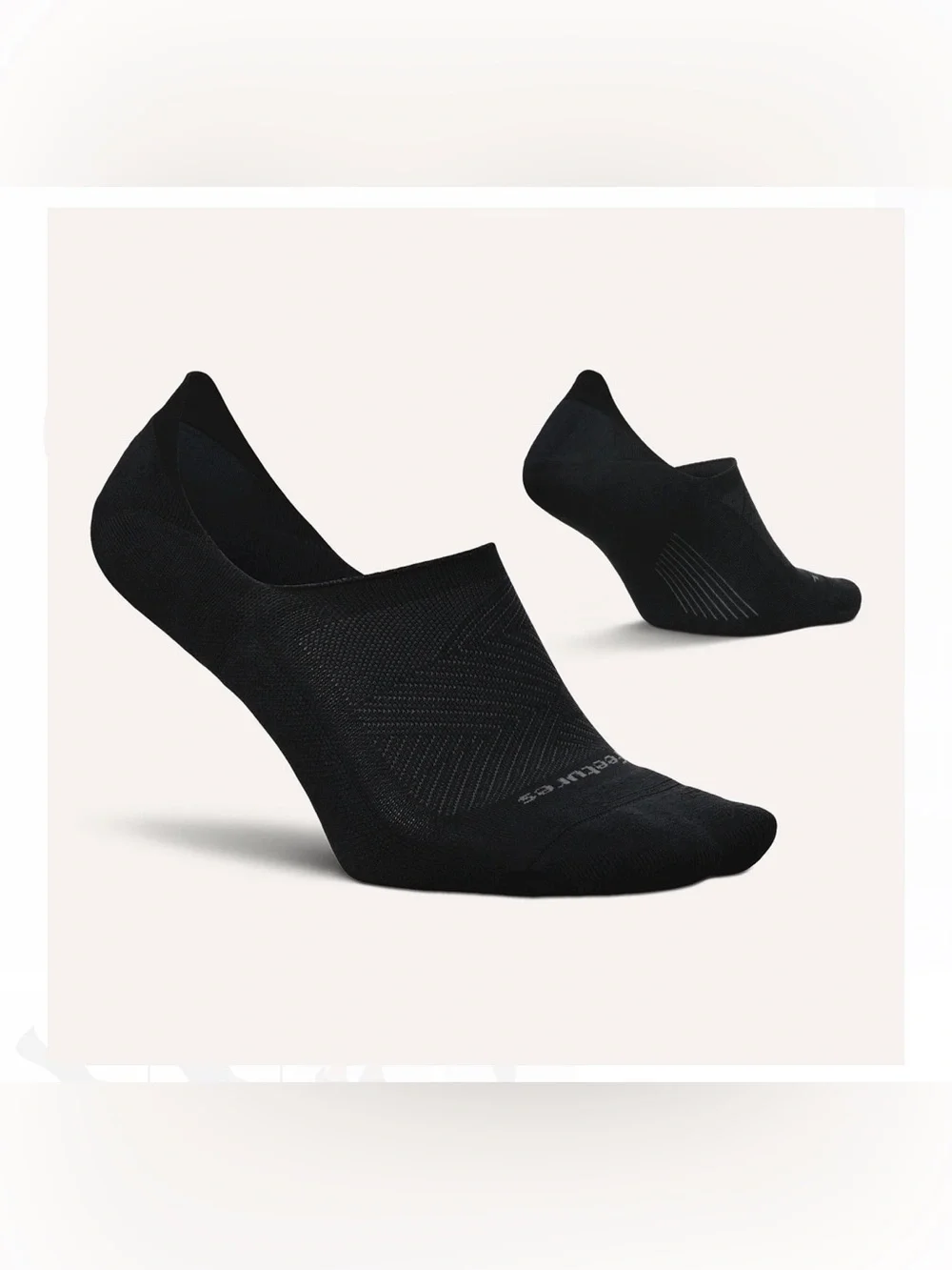 **NEW** Feetures Elite Invisible Light Cushion Black Socks L (W 10-13) **NWT**